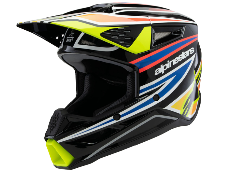 Alpinestar Youth SM3 Helmet - Wurx - Gloss Black/Yellow Fluo/Blue/Red