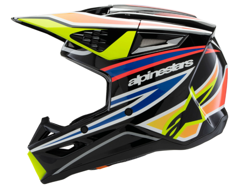 Alpinestar Youth SM3 Helmet - Wurx - Gloss Black/Yellow Fluo/Blue/Red