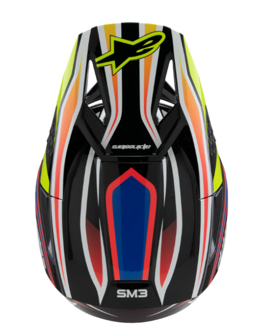 Alpinestar Youth SM3 Helmet - Wurx - Gloss Black/Yellow Fluo/Blue/Red