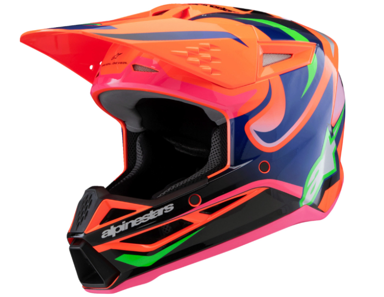Alpinestar Youth SM3 Helmet - Deegan - Gloss Orange Fluo/Purple/Pink Fluo