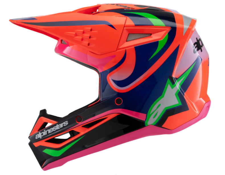 Alpinestar Youth SM3 Helmet - Deegan - Gloss Orange Fluo/Purple/Pink Fluo