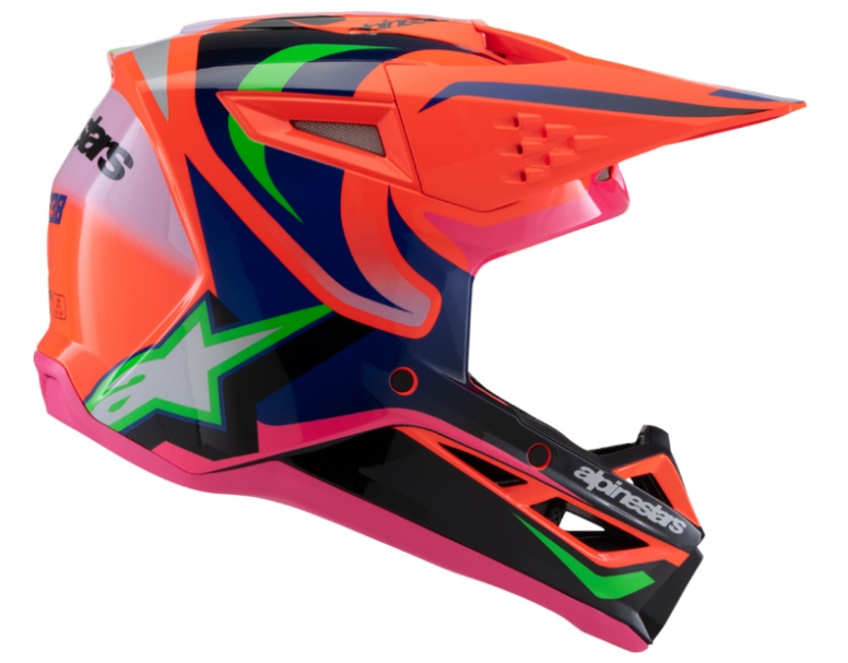 Alpinestar Youth SM3 Helmet - Deegan - Gloss Orange Fluo/Purple/Pink Fluo