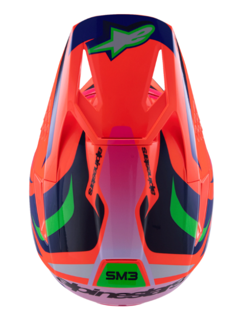Alpinestar Youth SM3 Helmet - Deegan - Gloss Orange Fluo/Purple/Pink Fluo