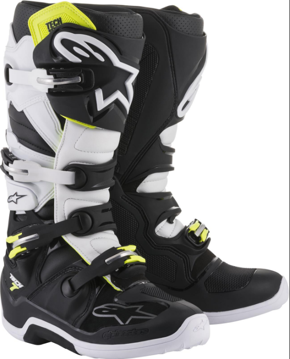 ALPINESTARS TECH 7 BLACK/WHITE/YELLOW CLOSEOUT SIZE 5