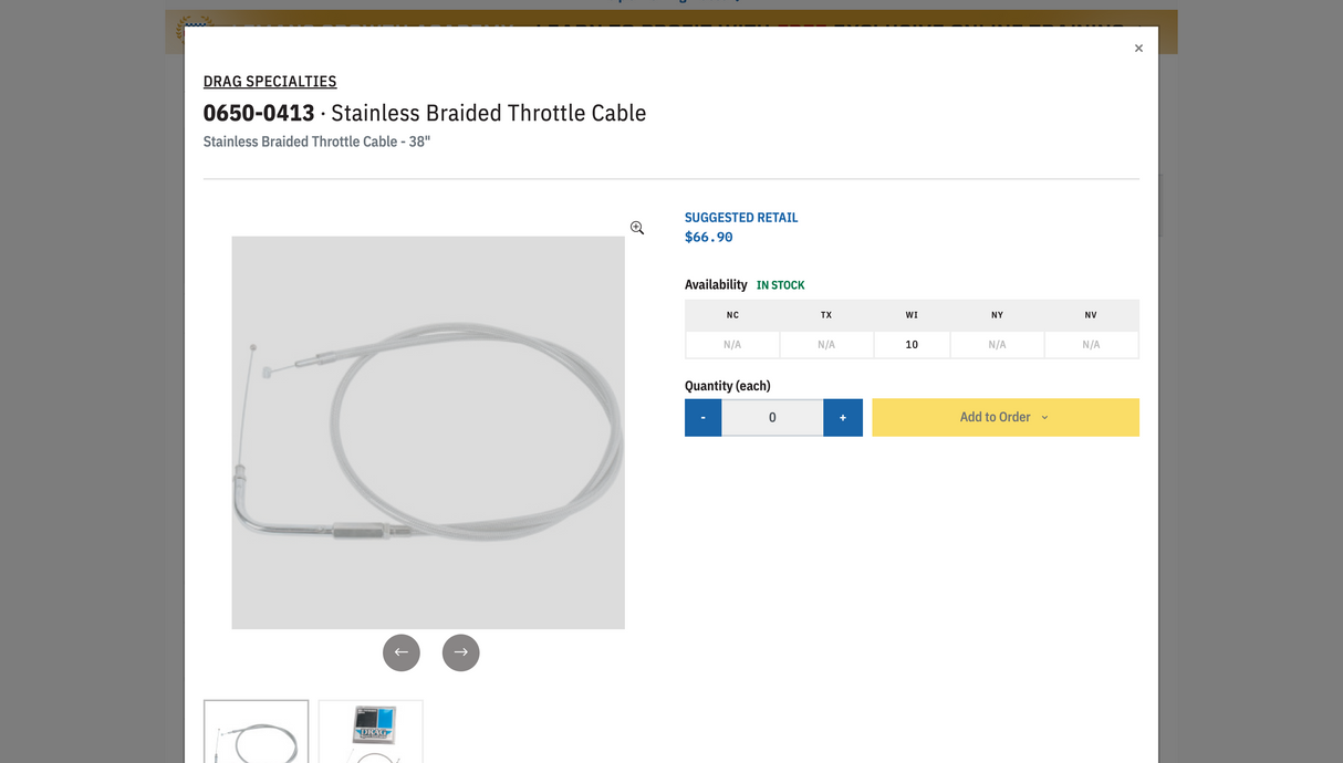 Stainless Braided Throttle Cable