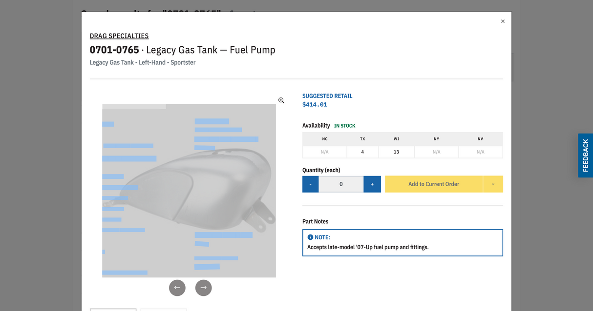 Legacy Gas Tank — Fuel Pump