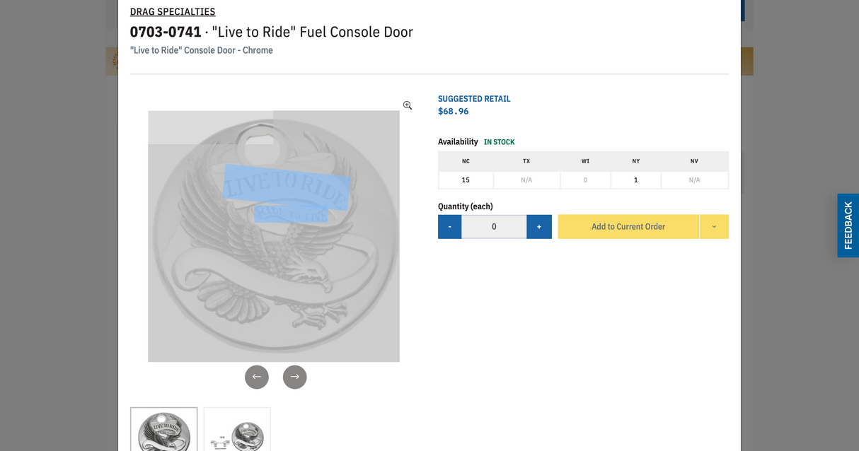 "Live to Ride" Fuel Console Door