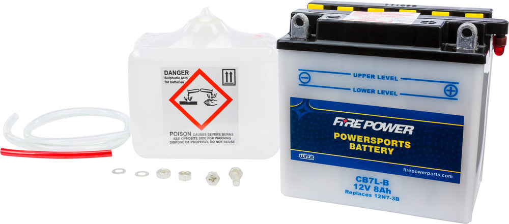 Fire Power Battery w/Acid CB7L-B 12V Heavy Duty - Kawasaki/Yamaha