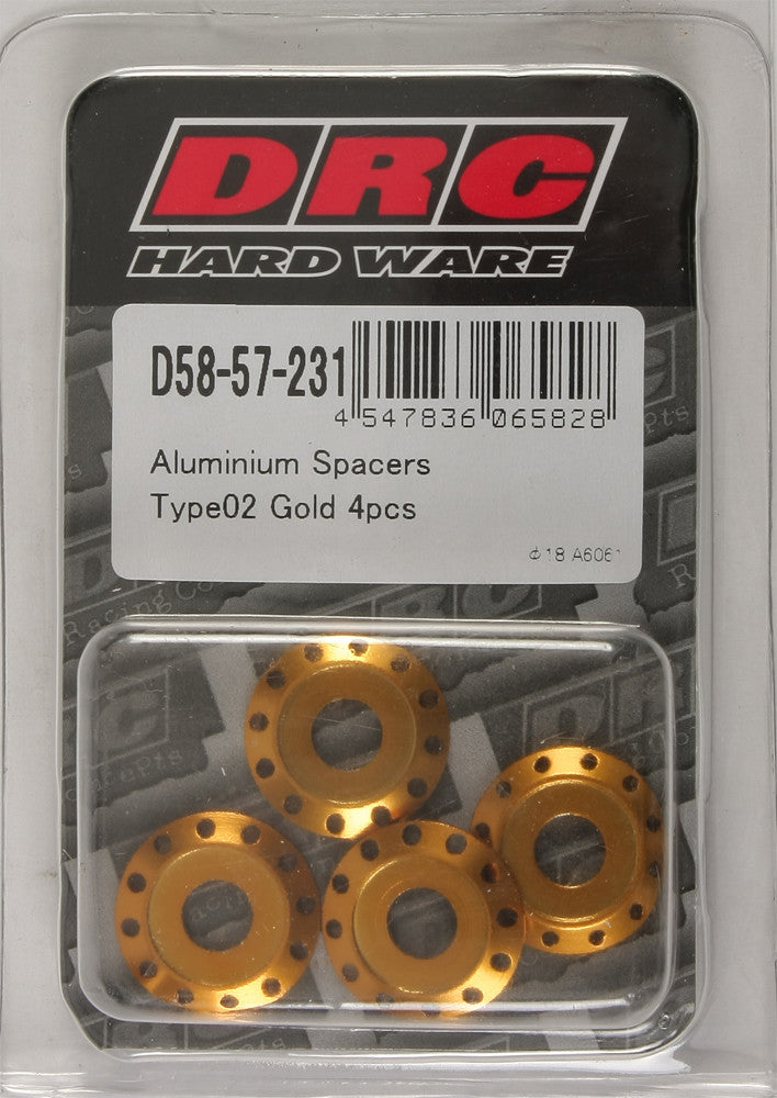 DRC ALUMINUM SPACERS TYPE 2 GOLD M6X12MM 4/PK