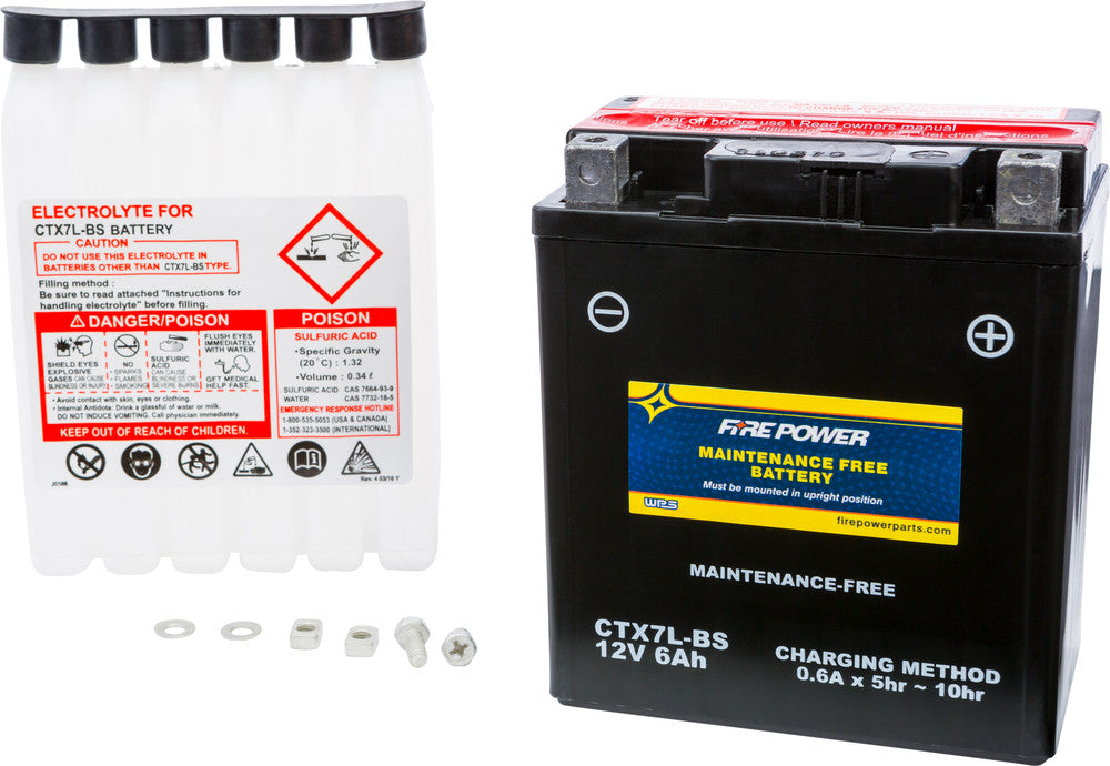 Fire Power Battery CTX7L-BS Maintenance Free - Aprilia/Honda/Kawasaki+