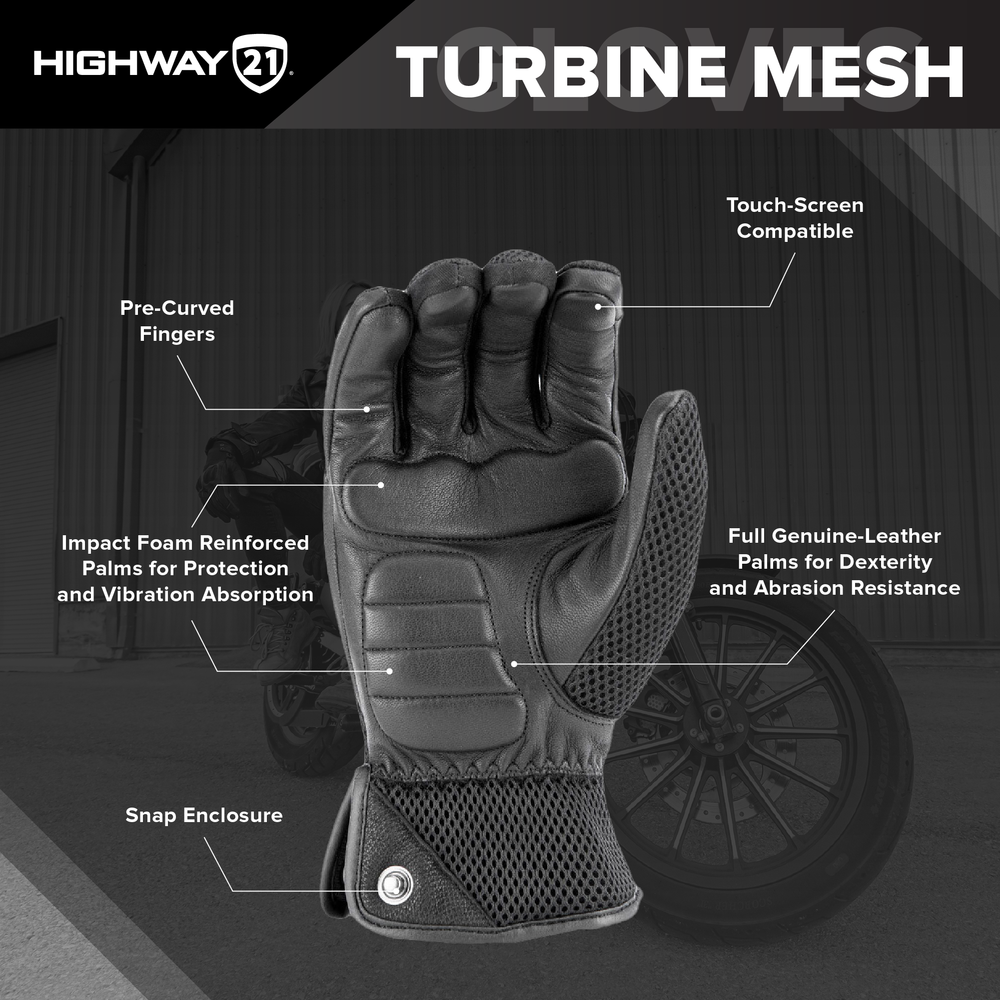 Highway 21 Turbine Mesh Black Gloves
