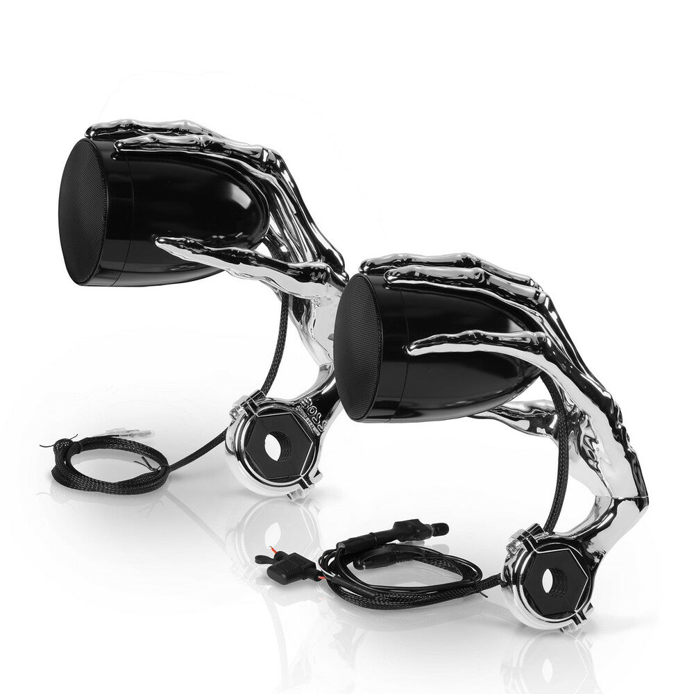 SKULL HANDS 600 W CHROME 3" BAR MOUNT BT