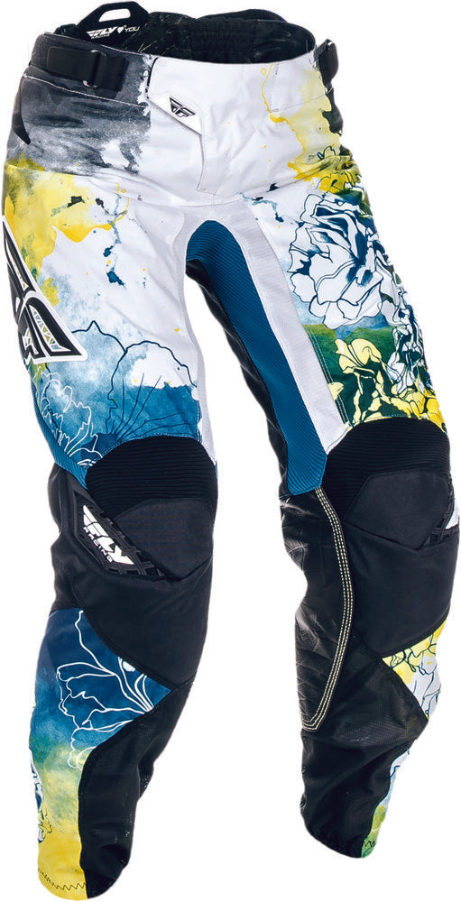 FLY RACING KINETIC WOMEN'S RACE PANT TEAL/YELLOW SZ 5/6