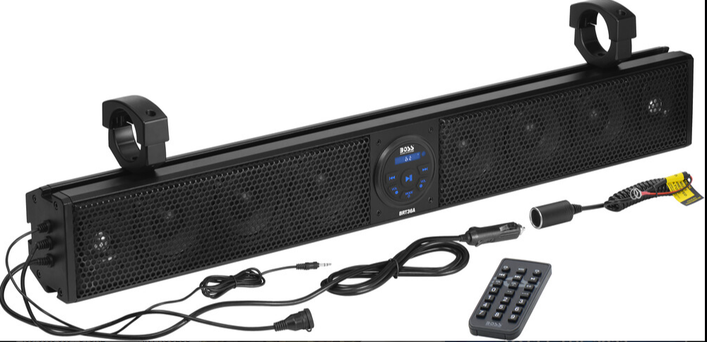 BOSS AUDIO PLUG N PLAY 36" SOUND BAR 8 SPEAKERS FITS 1.5-2" BARS BRT36A