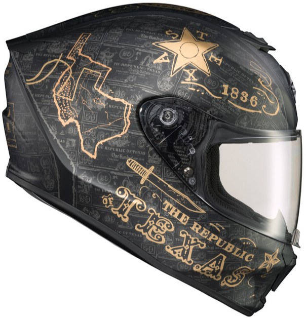 SCORPION EXO EXO-R420 FULL FACE HELMET LONE STAR BLACK/GOLD