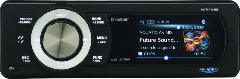 AQUATIC AV BLUETOOTH USB/MP3 MEDIA PLAYER UNIVERSAL HARDWIRE