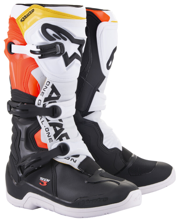 ALPINESTARS TECH 3 BOOTS BLACK/WHITE/ RED/FLUO YELLOW CLOSEOUT