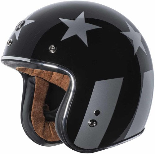 TORC T-50 3/4 FLAG GLOSS BLACK HELMET