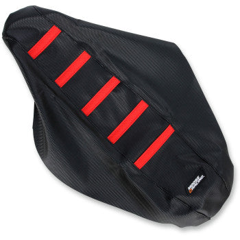 Moose Offroad Ribbed Seat Cover Ribbed Seat Cover - Black Cover/Red Ribs - Honda