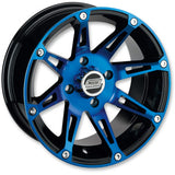 Moose Offroad 387X Wheel - Rear - Anodized Blue/Black - 12x8 - 4/110 - 4+4