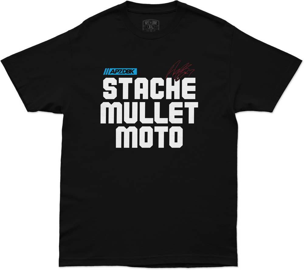 DBK STACHE MULLET MOTO TEE BLACK XL