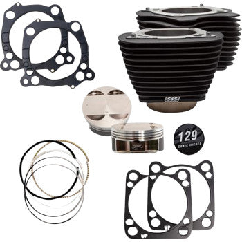 S&S Cycle Big Bore Cylinder Kit - 4.375" Stroke - Wrinkle Black w/o Highlighted Fins - M8