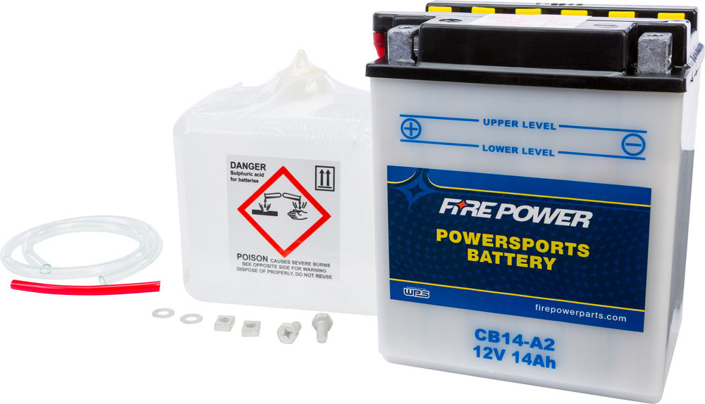 Fire Power Battery w/Acid CB14-A2 12V Heavy Duty - Arctic Car/Honda