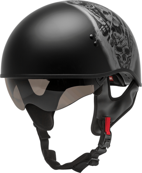 GMAX HH-65 Half Helmet Tormentor Naked Matte Black/Silver
