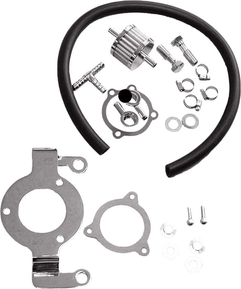 HARDDRIVE COMPLETE MNT KIT BREATHER HOSE CHROME TOURING 08-16