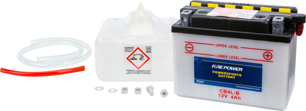 Fire Power Battery w/Acid CB4L-B 12V Heavy Duty - Aprilia/Honda/Suzuki/Yamaha