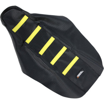 Moose Offroad Ribbed Seat Cover Ribbed Seat Cover - Black Cover/Yellow Ribs - Suzuki
