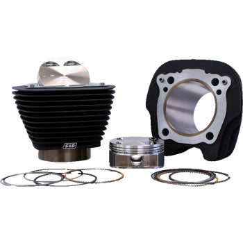 S&S Cycle Big Bore Cylinder Kit - Wrinkle Black w/o Highlighted Fins - For 107" Engine - M8