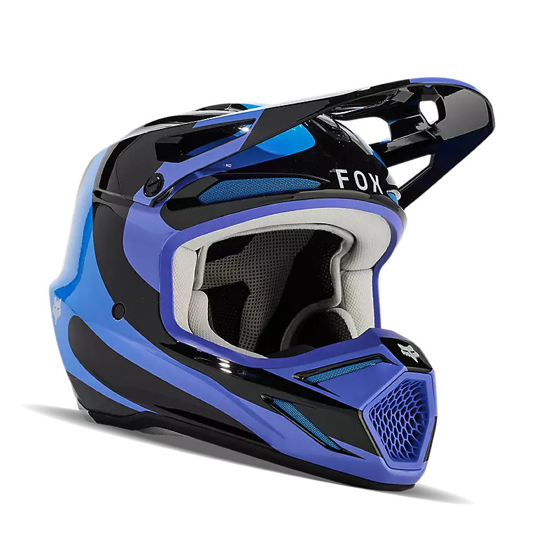 Fox Racing V3 Magnetic Black/Blue/Purple Helmet (M) – Performance
