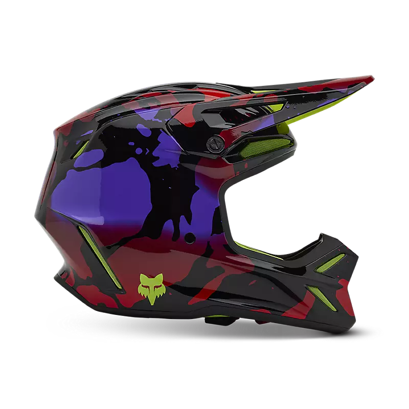 Fox Racing V3 Throttle Fluorescent Yellow Helmet – Performance Moto Parts