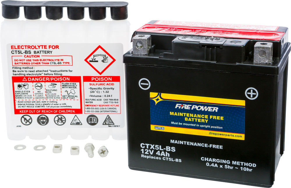 Fire Power Battery CTX5L-BS Maintenance Free - Yamaha/Polaris/Honda+