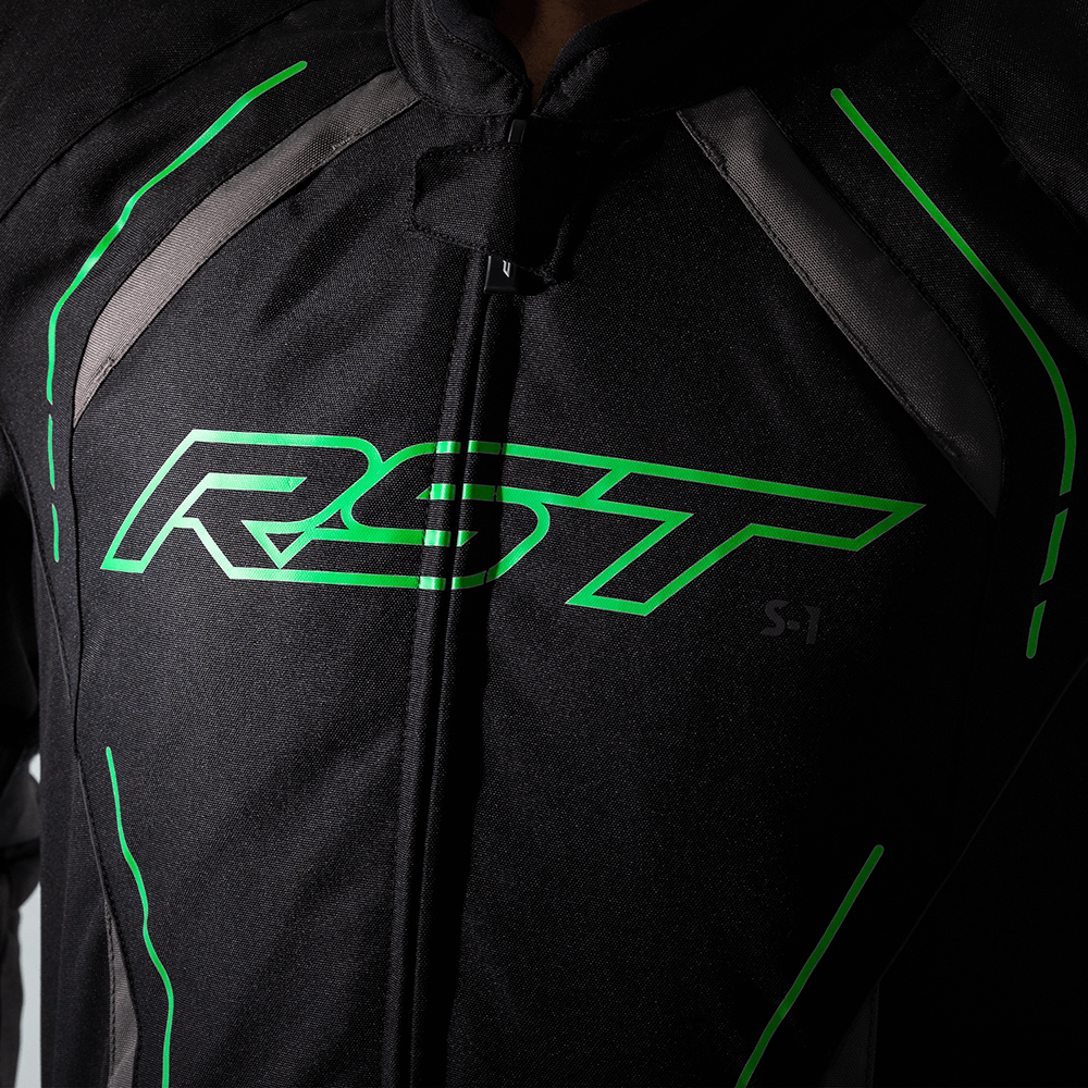 S1 CE JACKET BLK/GRY/NEON GRN TEXTILE
