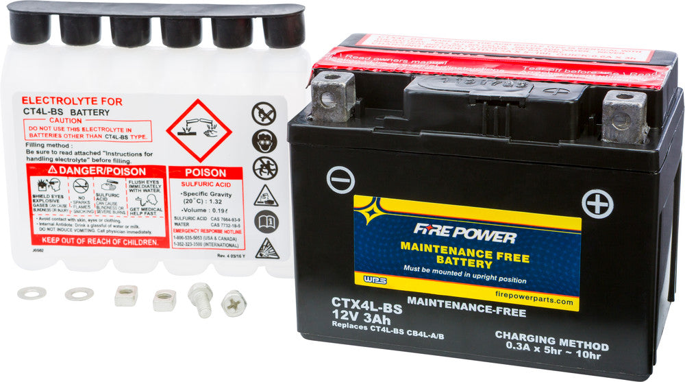 Fire Power Battery CTX4L-BS Maintenance Free - Yamaha/Suzuki/Aprilia+