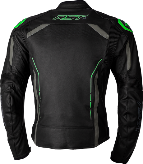 S1 CE JACKET BLK/GRY/NEON GRN LEATHER