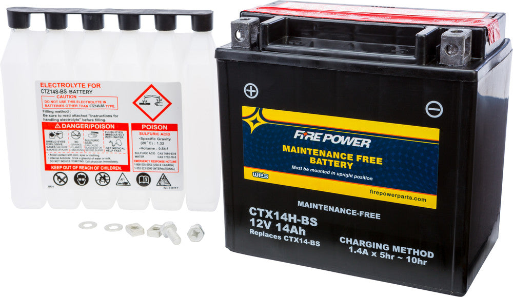 Fire Power Battery CTX14H-BS Maintenance Free - Aprilia/BMW/Buell+