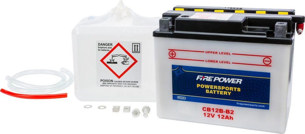 Fire Power Battery w/Acid CB12B-B2 12V Heavy Duty - Suzuki/Yamaha