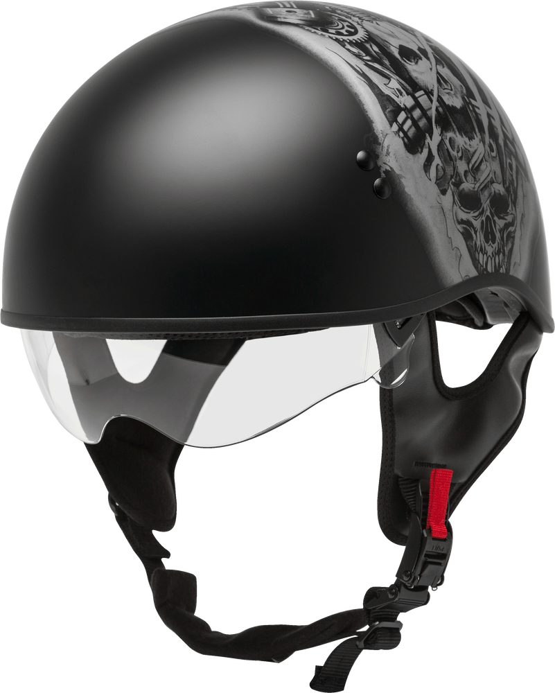 GMAX HH-65 Half Helmet Tormentor Naked Matte Black/Silver