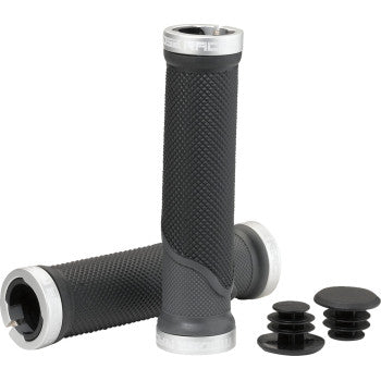 Moose Offroad Mountain Bike Lock-On Grips Mountain Bike Lock-On Grips - Black/Gray - 130 mm
