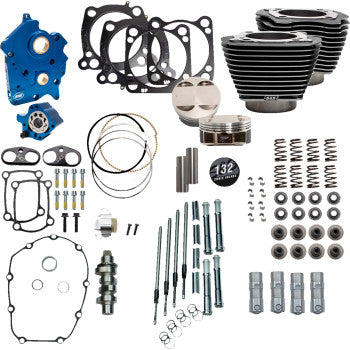 S&S Cycle 132" Power Package Engine Performance Kit - Chain Drive - Oil Cooled - Highlighted Fins - M8