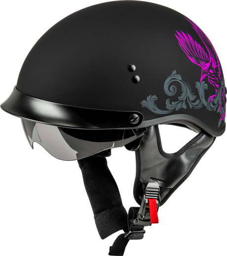 GMAX HH-65 Corvus Matte Black/Purple Helmet W/Peak