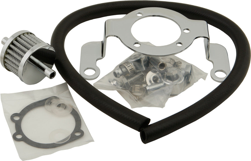 HARDDRIVE COMPLETE MNT KIT BREATHER HOSE CHROME BIGTWIN 93-17 NON-TBW