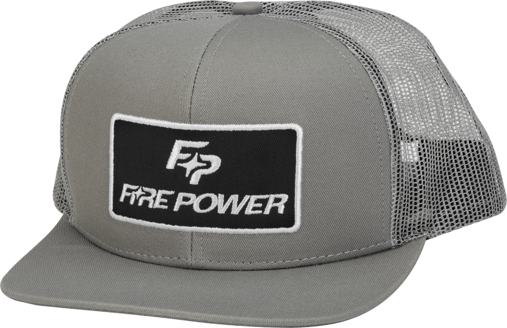 FIRE POWER FLAT BILL PATCH HAT GREY