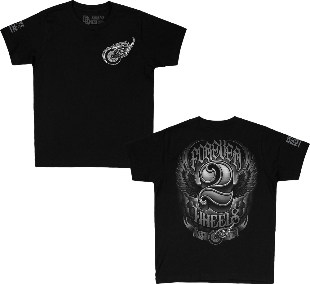 DBK Two Wheels Youth Black T-Shirt