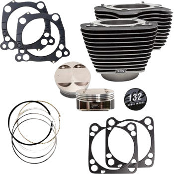 S&S Cycle Big Bore Cylinder Kit - 4.500" Stroke - Wrinkle Black w/Highlighted Fins - M8