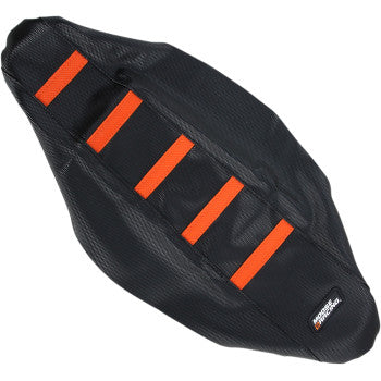 Moose Offroad Ribbed Seat Cover Ribbed Seat Cover - Black Cover/Orange Ribs - KTM