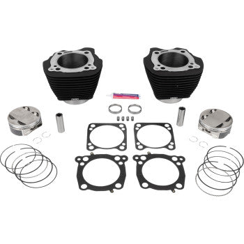 S&S Cycle Big Bore Cylinder Kit - 4.625" Stroke - Wrinkle Black w/o Highlighted Fins - M8
